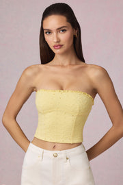 Oh Polly Tops Hania Caraco Jaune Citron broderie