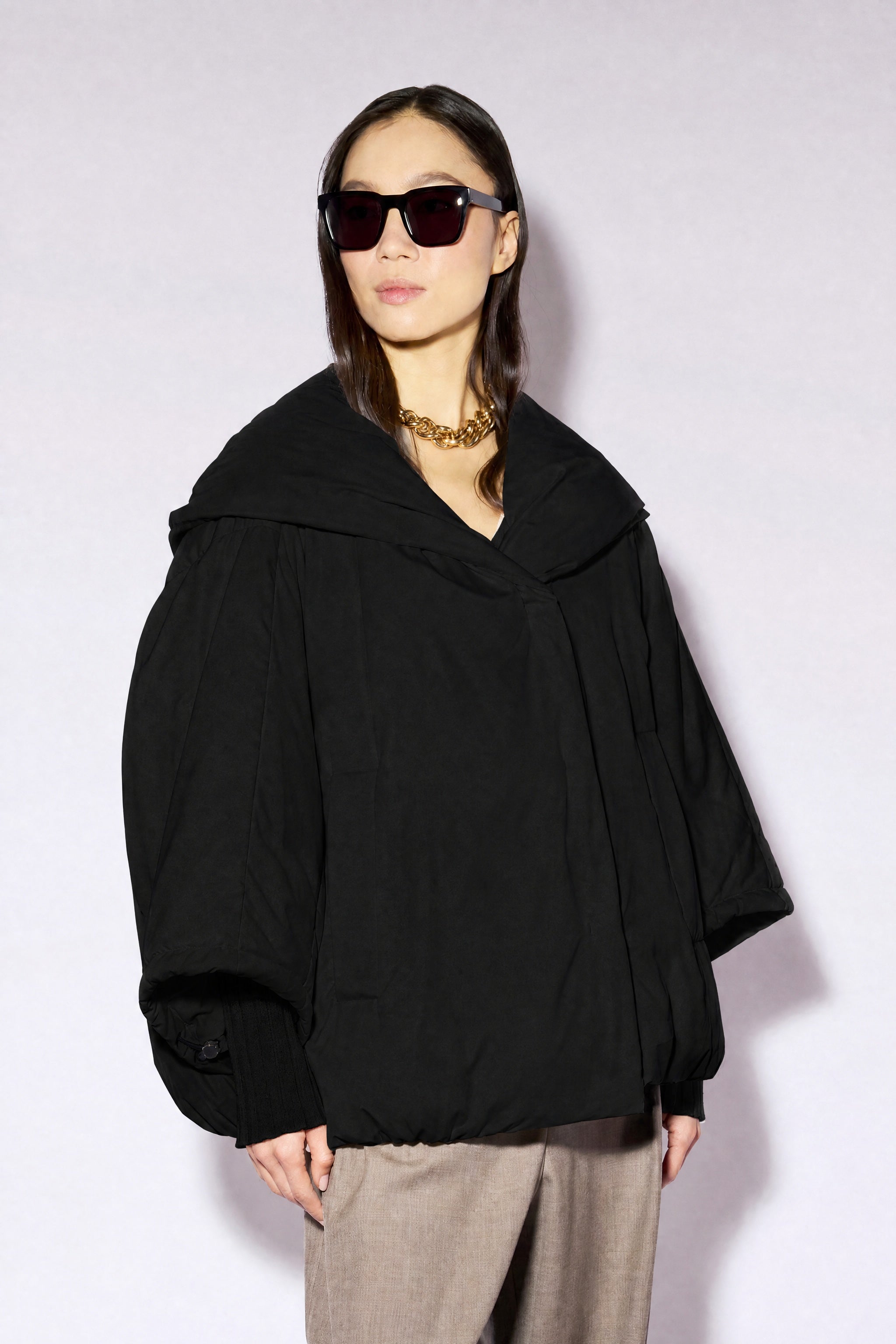 Liviana Conti Peter doudoune cape satin noir taille M