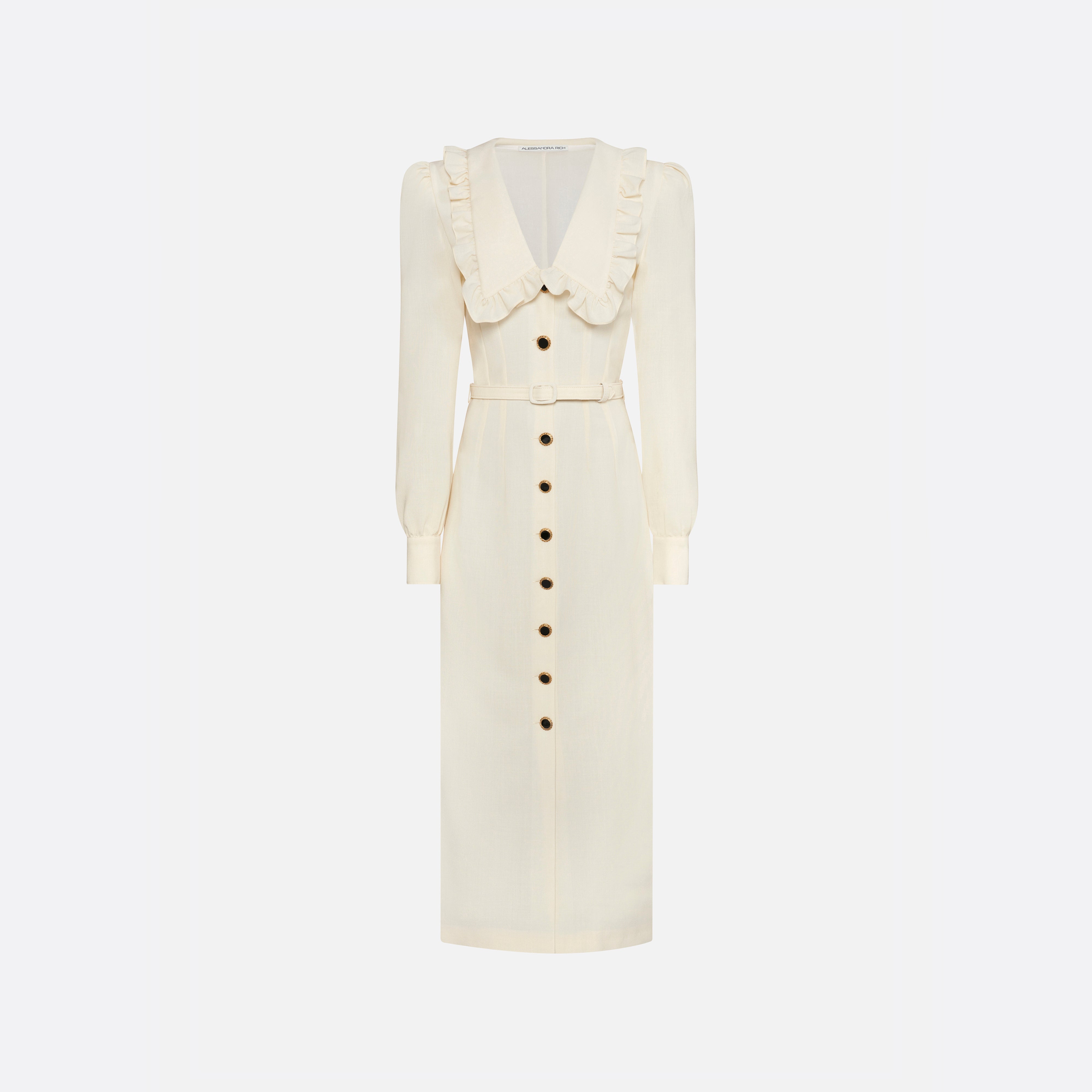 Alessandra Rich Dresses Light Wool Robe midi vanilla col V