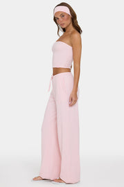 Oh Polly Ribbed Jersey Low-Rise Pantalon Pêche Rayé Taille Basse