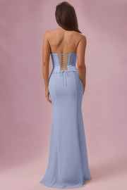 Oh Polly Avielle 15980 robe satin bleu ciel corset