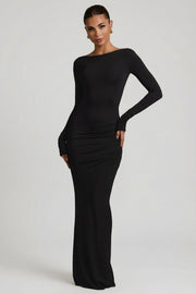 Oh Polly Regine robe longue dos nu noire modal