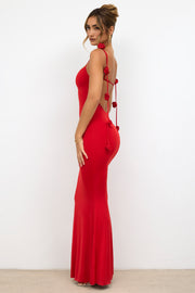 Oh Polly Aldona 8002 robe longue rouge scarlet dos nu