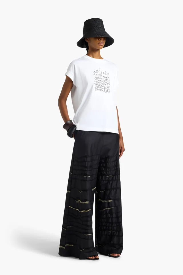 Liviana Conti Ilaria pantalon palazzo noir or taille 40
