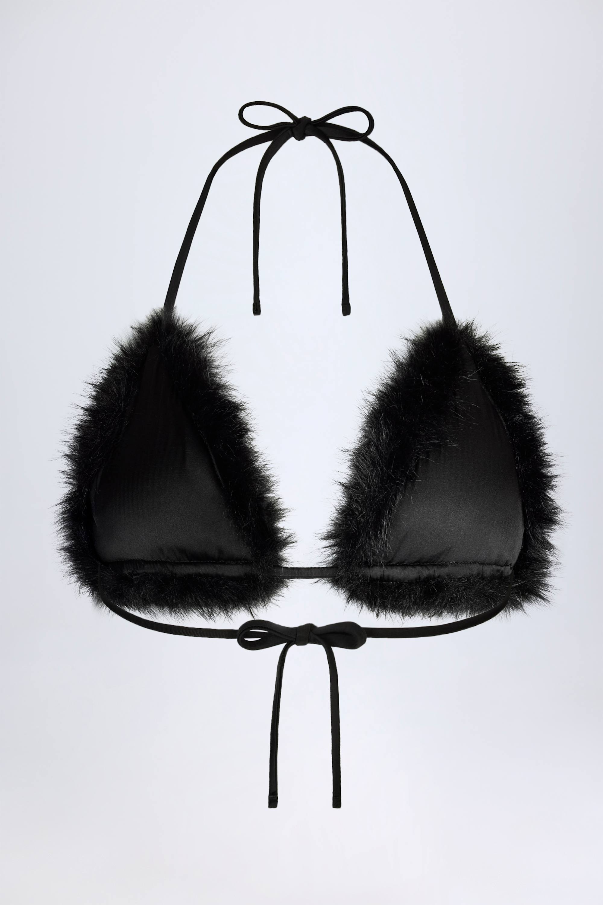 Oh Polly Riana bralette triangle fausse fourrure noire