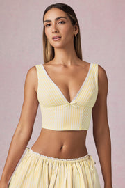 Oh Polly Tops Magda 14400 crop top jaune rayé coton