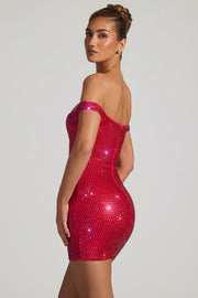 Oh Polly Leonora robe mini bustier rouge strass corset