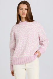 Oh Polly Knitwear BT2380 pull oversize rose jacquard laine