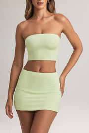 Oh Polly 14624 mini jupe trapèze vert sauge modal stretch