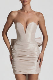 Oh Polly Viviana robe bustier ivoire satin noeud dos