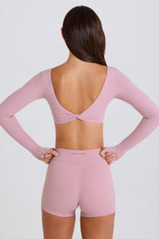 Oh Polly BT2489 crop top mauve manches longues