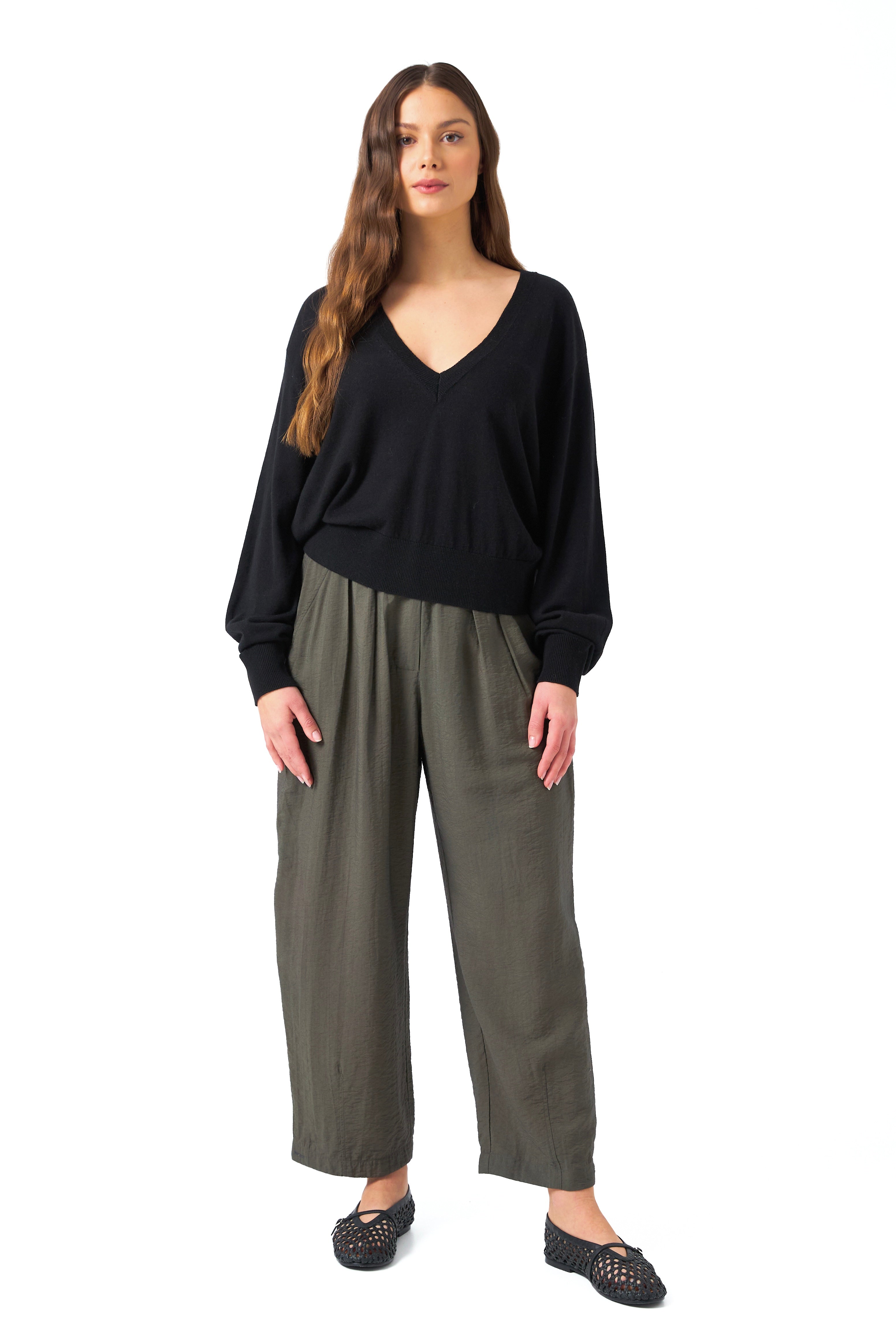 Chicosoleil Aïko pantalon large viscose kaki