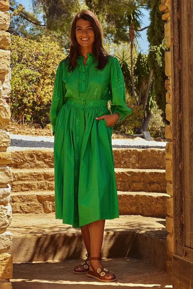 Chicosoleil Beckie jupe longue verte coton