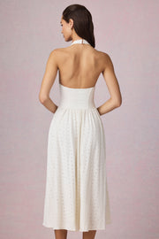 Oh Polly Farrah robe midaxi blanche broderie anglaise