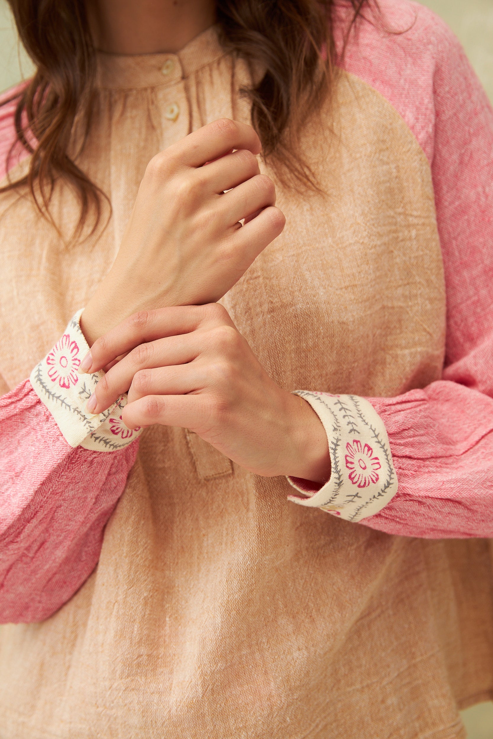 CHICOSOLEIL Tops Top TOMIE Beige Coton Lin