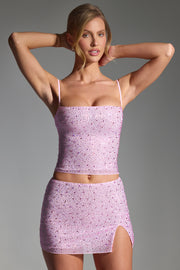 Oh Polly Inina mini jupe rose à strass
