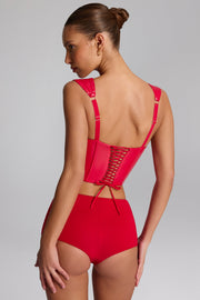Oh Polly Lamiya top corset rouge vinyle laçage dos