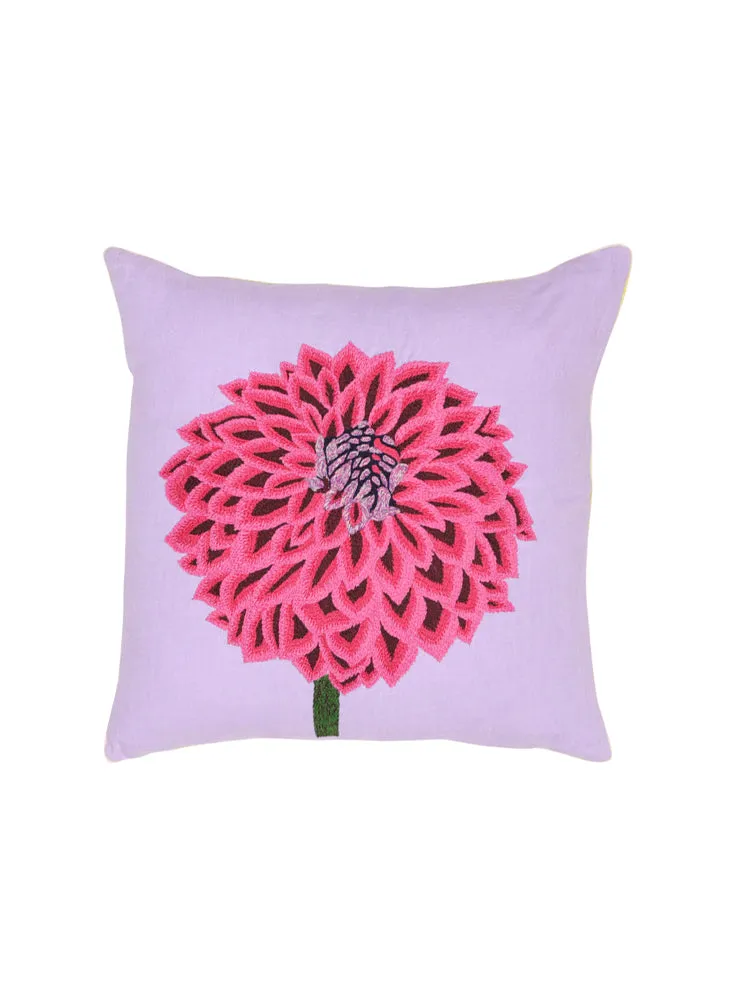 Mii Les iconiques Dahlia 65 housse coussin lin brodé 65x65cm