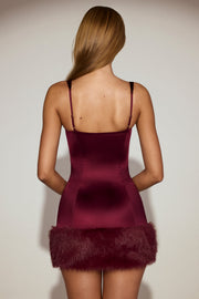 Oh Polly Rixelle Mini Robe rouge satin corset col carré