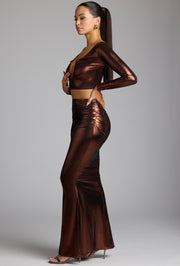 Oh Polly Tops Rana Crop Top Cuivre Bronze métallique