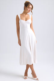 Oh Polly Thandie robe midaxi ivoire col coeur