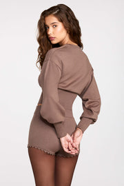 Oh Polly Antonia Short Mini Mocha Taille Mi-Haute