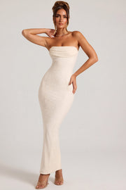 Oh Polly Palermo Robe Maxi Bustier Neige perlée