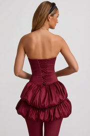 Oh Polly Laela robe mini corset satin rouge vin