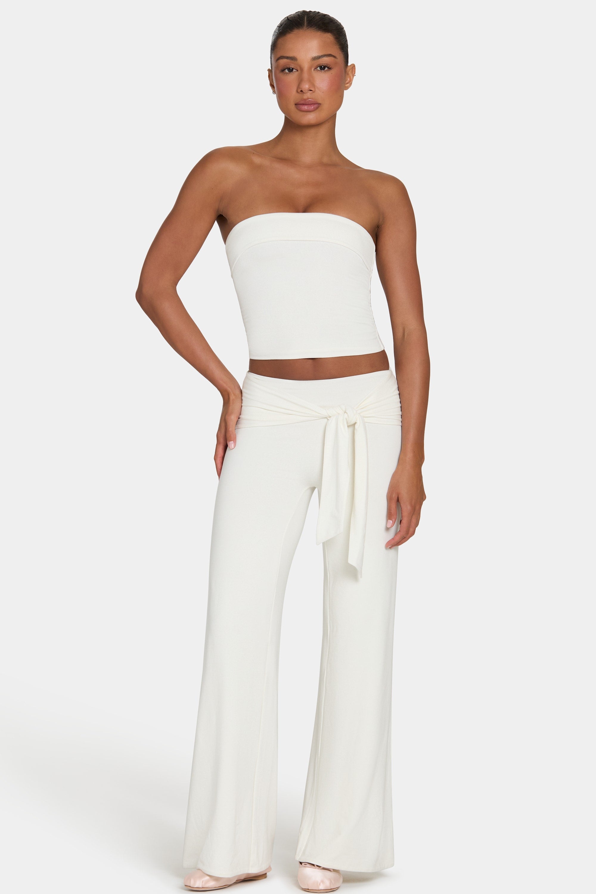 Oh Polly ButterCloud Tie-Waist Pantalon Large Coconut