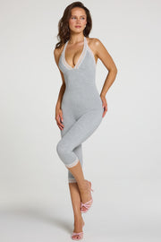 Oh Polly Jumpsuits combinaison capri grise dentelle modal