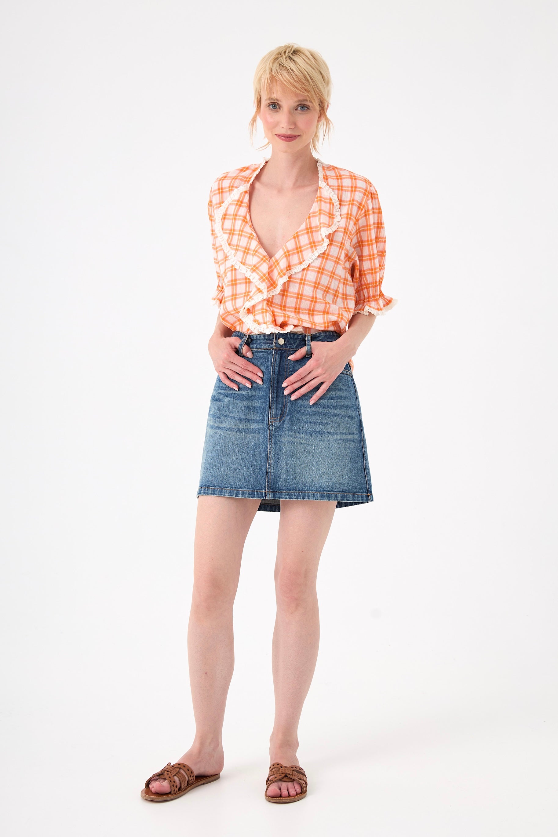 Chicosoleil Miro blouse coton carreaux bloom check ample