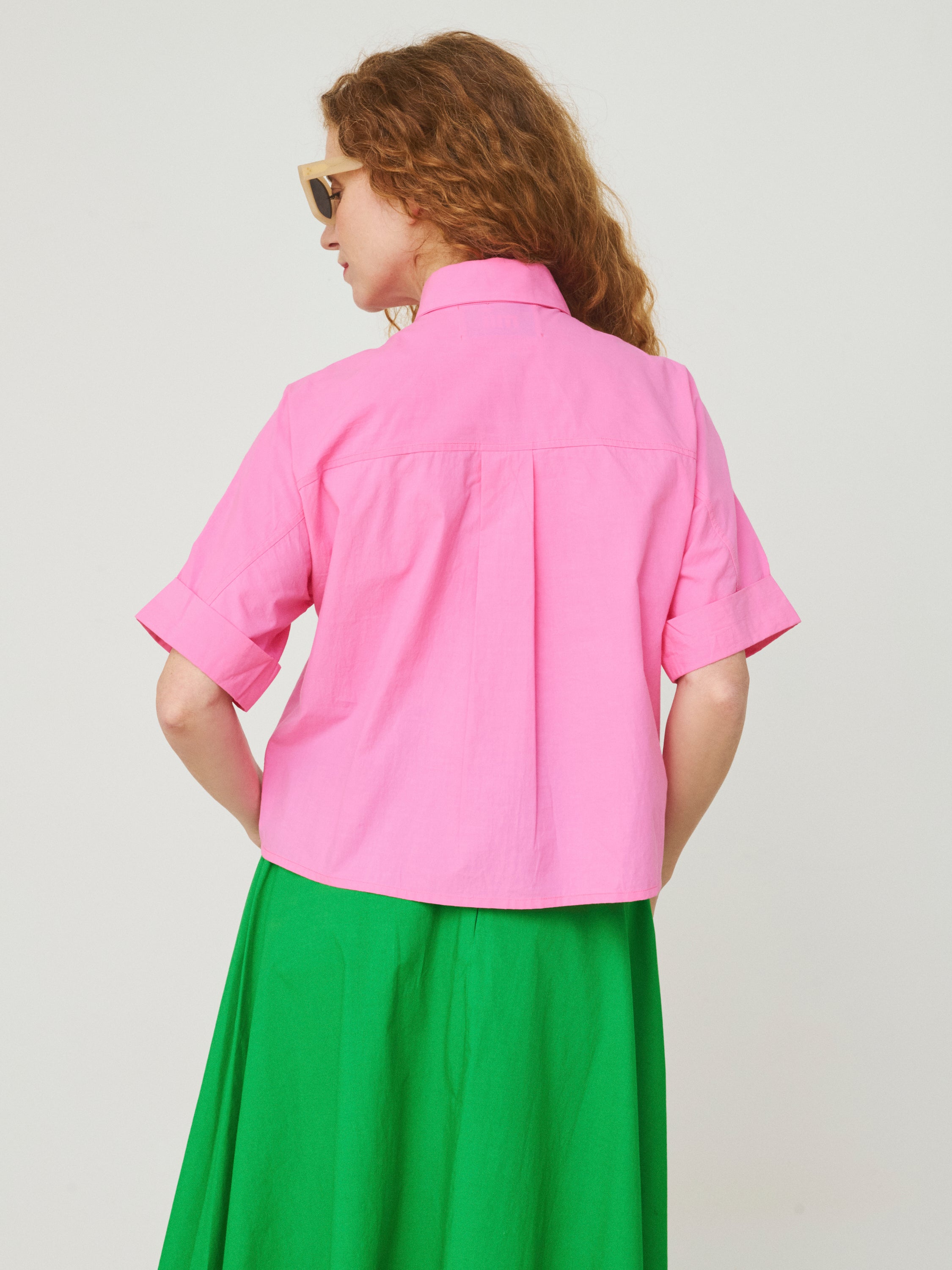 Mii Les iconiques Alba chemise rose hortensia brodé