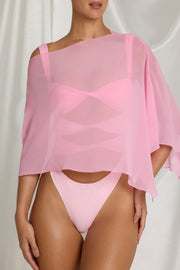 Oh Polly Zarayah Poncho Transparent Rose Bonbon Mousseline