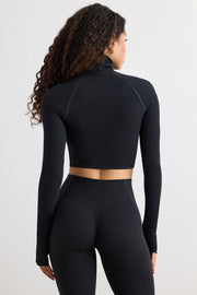 Oh Polly Bo+Tee top court noir col montant sport