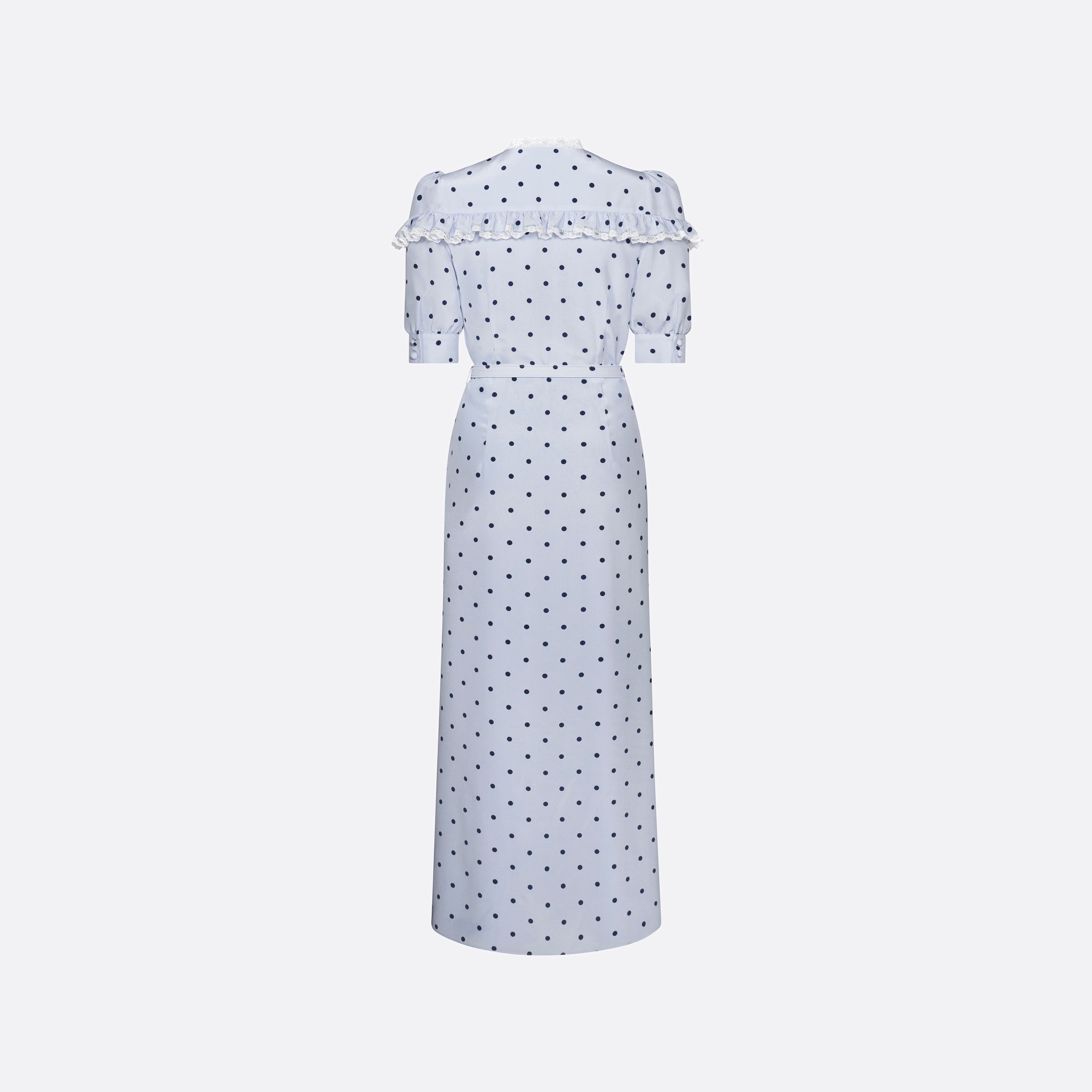 Alessandra Rich Polka-Dot Midi Dress robe bleu pois soie