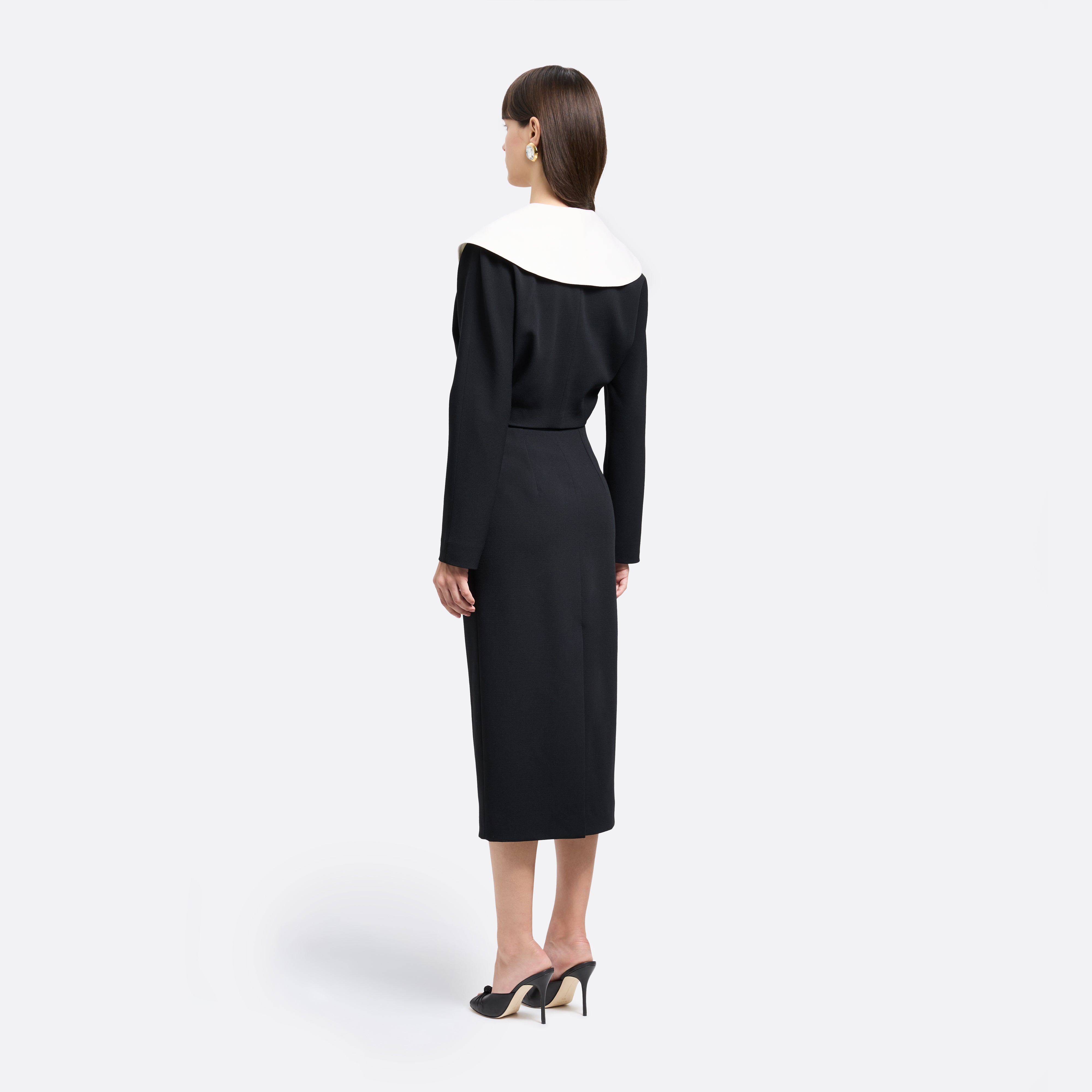 Alessandra Rich Wool Crêpe Cropped Jacket veste noire laine