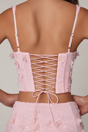 Oh Polly Letitia 10697B top corset rose pâle sequins