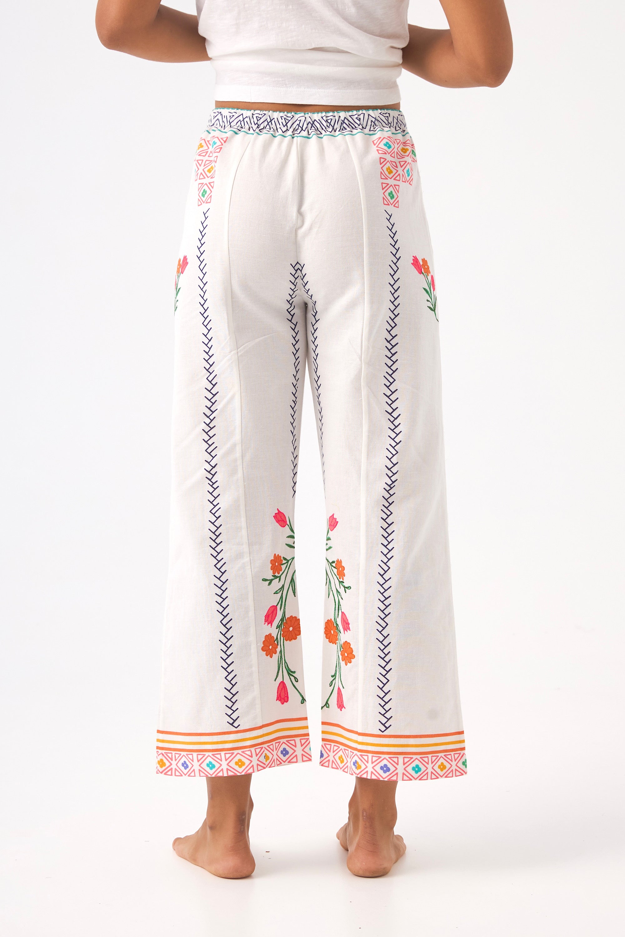 CHICOSOLEIL Iggy pantalon off white XS-XL brodé coton