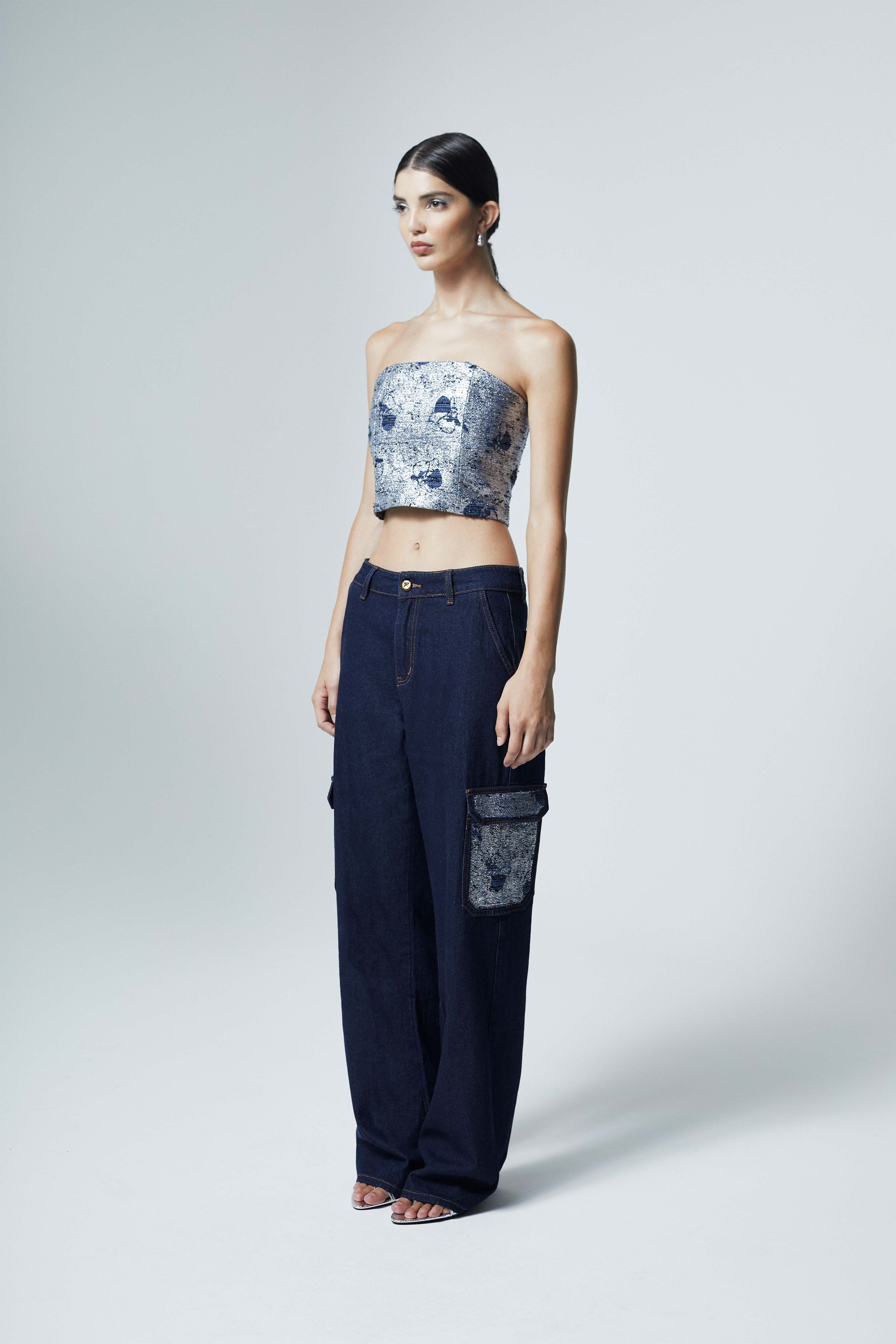 The Ethiquette Dada Jean droit denim jacquard taille S