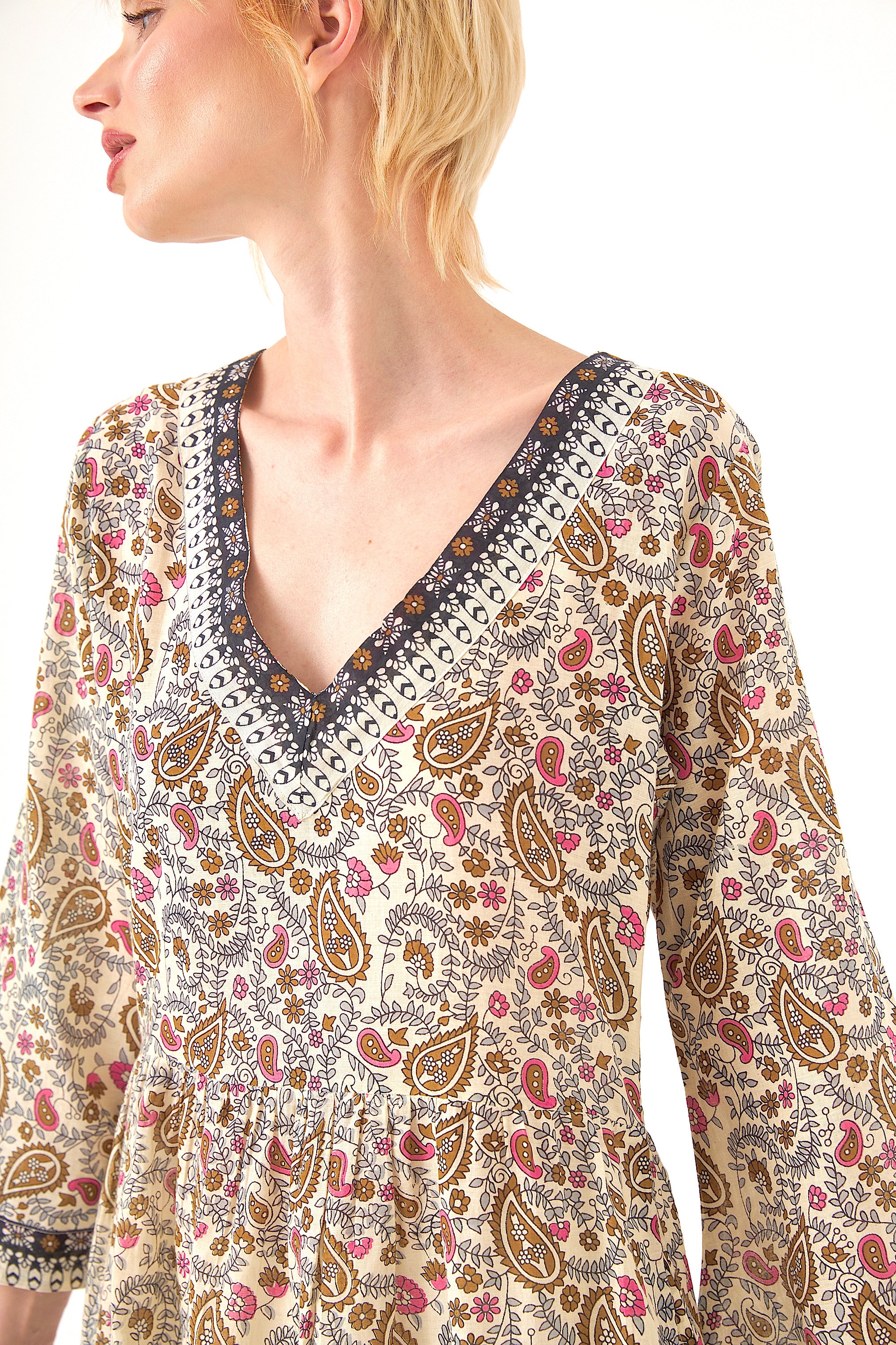 Chicosoleil Monika robe longue rose mandala coton