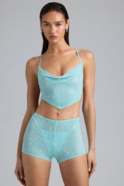 Oh Polly Embellished Stella 8353 short strass ice blue micro