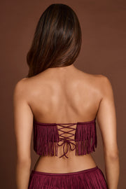 Oh Polly Bruma Top Bandeau Franges Rouge Bordeaux Vin