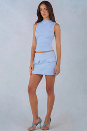 Oh Polly Alvara mini-jupe faux suède bleu clair