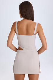 Oh Polly Acadia mini robe taupe ceinture découpée