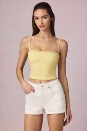 Oh Polly Tops Hania Caraco Jaune Citron broderie