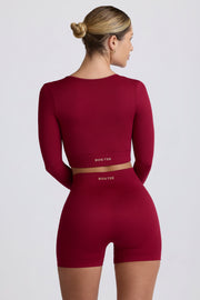 Oh Polly Super Sculpt BT2164 crop top bordeaux manches longues