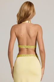 Oh Polly Embellished Mara top jaune citron décolleté dos nu