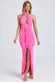 Oh Polly Apolline 9060 robe longue rose sucette à volants