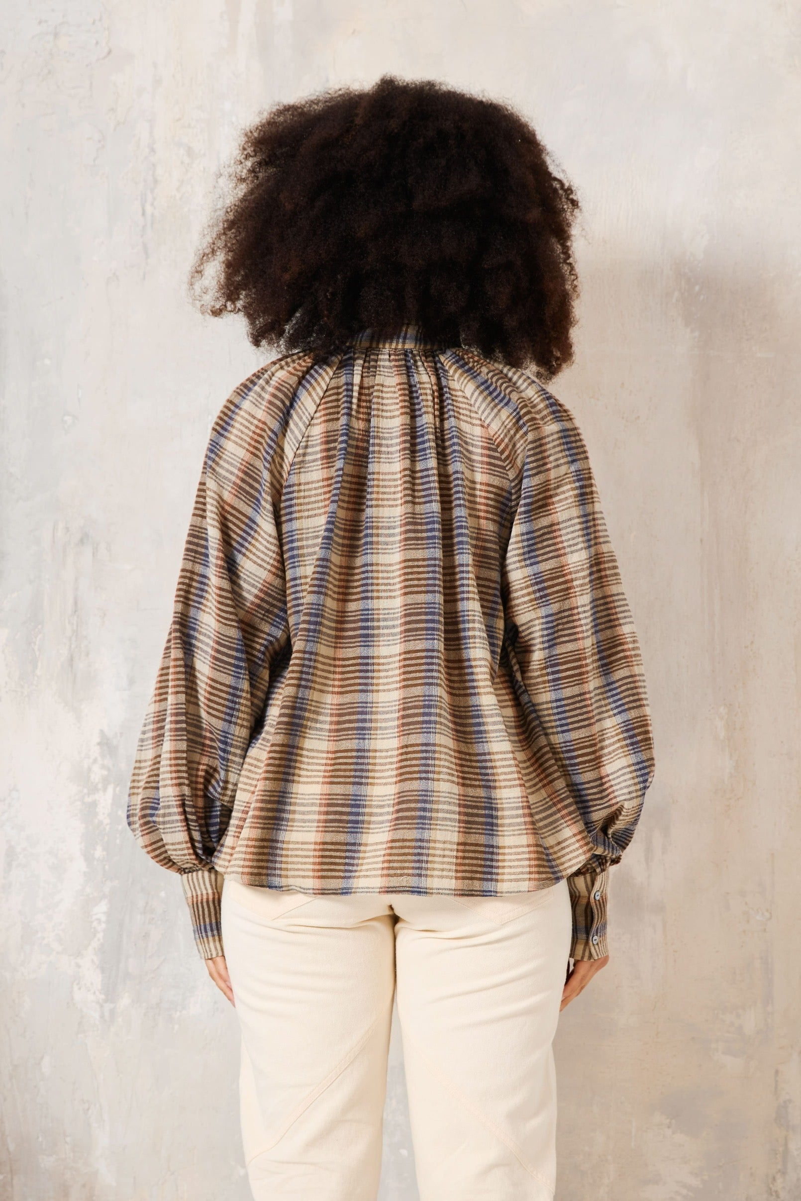 CHICOSOLEIL NAYATI blouse beige stripe coton ample