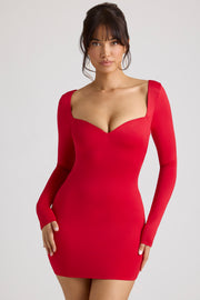 Oh Polly Demelza Robe Mini 8058 Rouge Feu Manches Longues